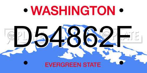 D54862F Washington License Plate