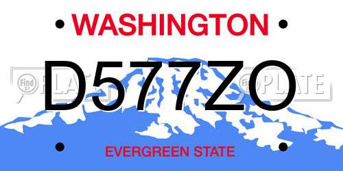 D577ZO Washington License Plate