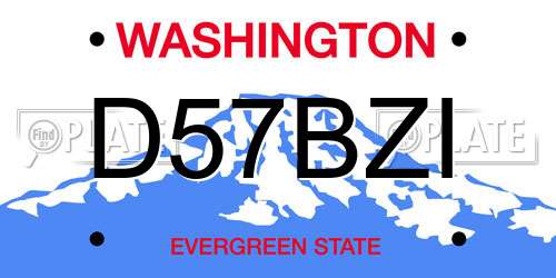 D57BZI Washington License Plate