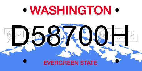 D58700H Washington License Plate