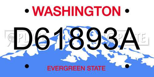 D61893A Washington License Plate