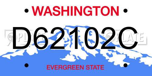D62102C Washington License Plate