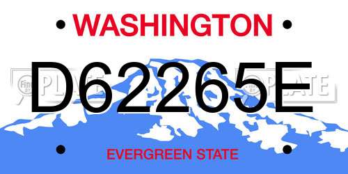 D62265E Washington License Plate