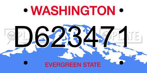 D623471 Washington License Plate