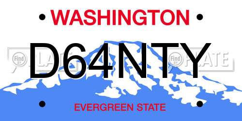 D64NTY Washington License Plate