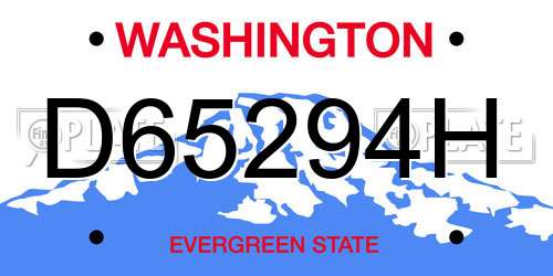 D65294H Washington License Plate