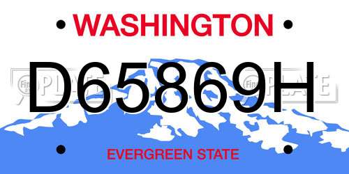 D65869H Washington License Plate