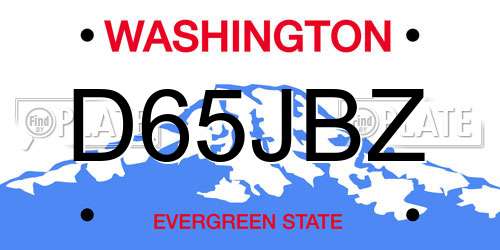 D65JBZ Washington License Plate