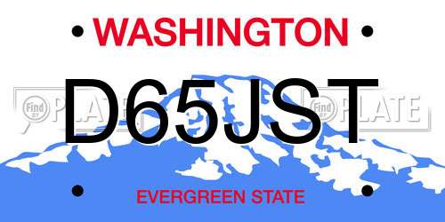 D65JST Washington License Plate