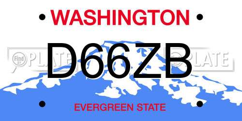 D66ZB Washington License Plate