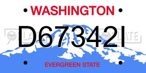 D67342I Washington License Plate