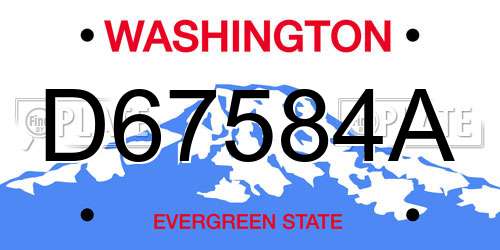D67584A Washington License Plate