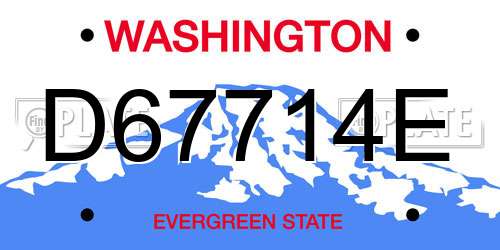 D67714E Washington License Plate