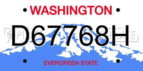 D67768H Washington License Plate