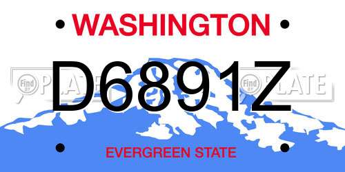 D6891Z Washington License Plate