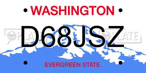 D68JSZ Washington License Plate
