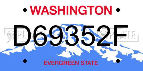 D69352F Washington License Plate