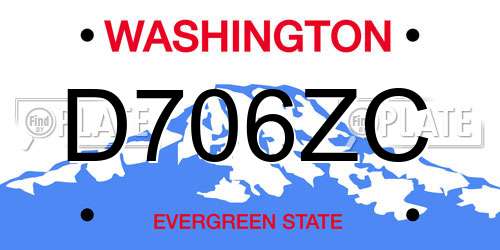 D706ZC Washington License Plate