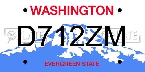 D712ZM Washington License Plate
