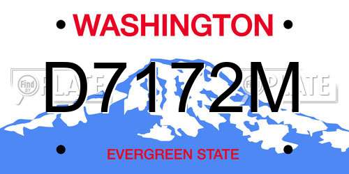 D7172M Washington License Plate