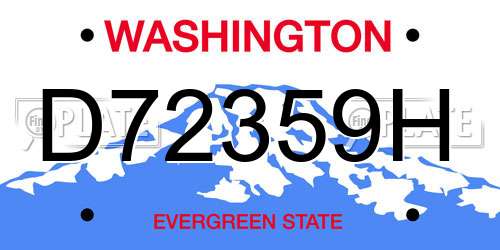 D72359H Washington License Plate