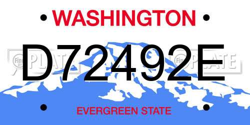 D72492E Washington License Plate