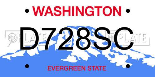 D728SC Washington License Plate