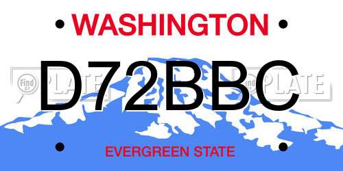 D72BBC Washington License Plate