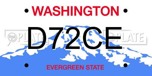 D72CE Washington License Plate