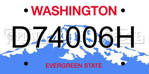 D74006H Washington License Plate