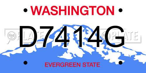 D7414G Washington License Plate