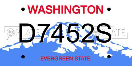 D7452S Washington License Plate