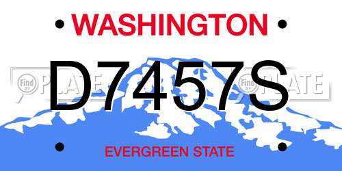D7457S Washington License Plate