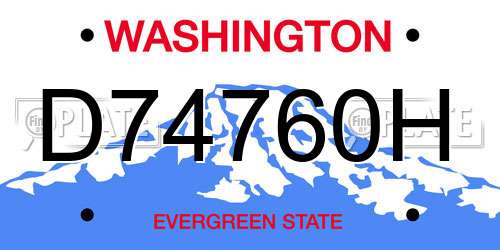 D74760H Washington License Plate