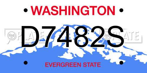 D7482S Washington License Plate