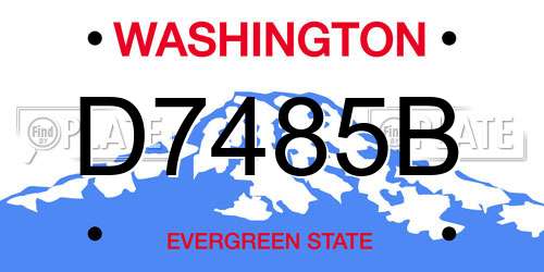 D7485B Washington License Plate
