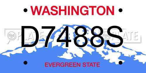 D7488S Washington License Plate