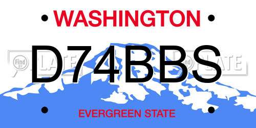 D74BBS Washington License Plate