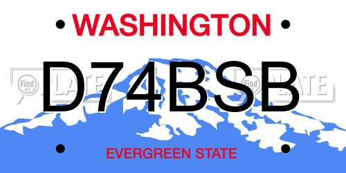 D74BSB Washington License Plate