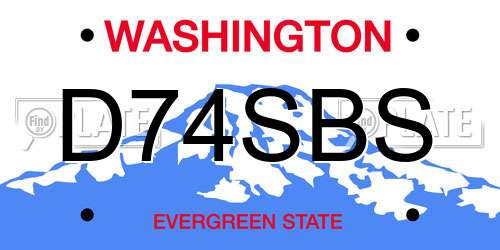 D74SBS Washington License Plate