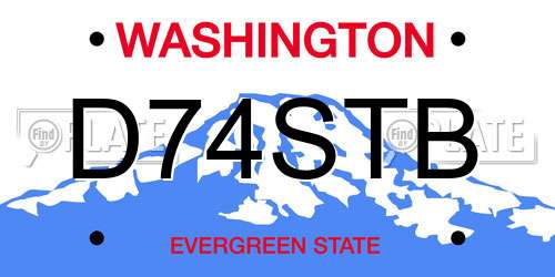 D74STB Washington License Plate