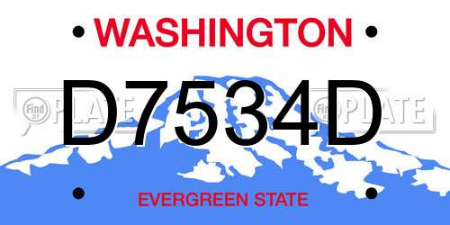 D7534D Washington License Plate