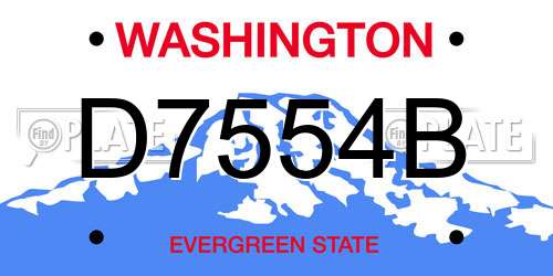 D7554B Washington License Plate