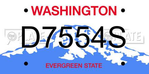 D7554S Washington License Plate