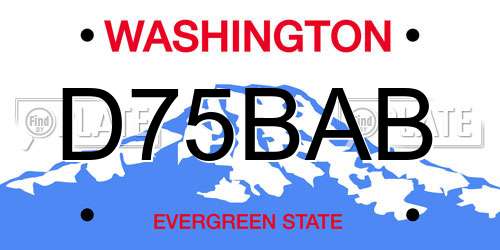 D75BAB Washington License Plate