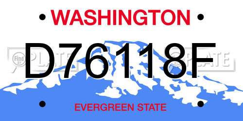 D76118F Washington License Plate