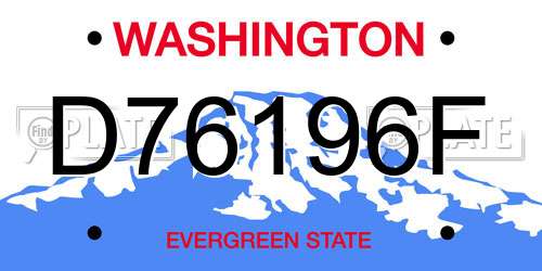 D76196F Washington License Plate