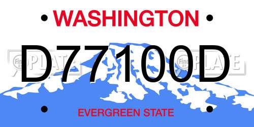 D77100D Washington License Plate