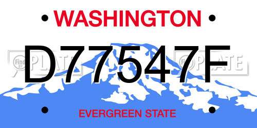 D77547F Washington License Plate