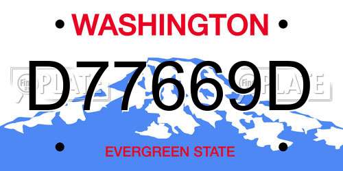 D77669D Washington License Plate
